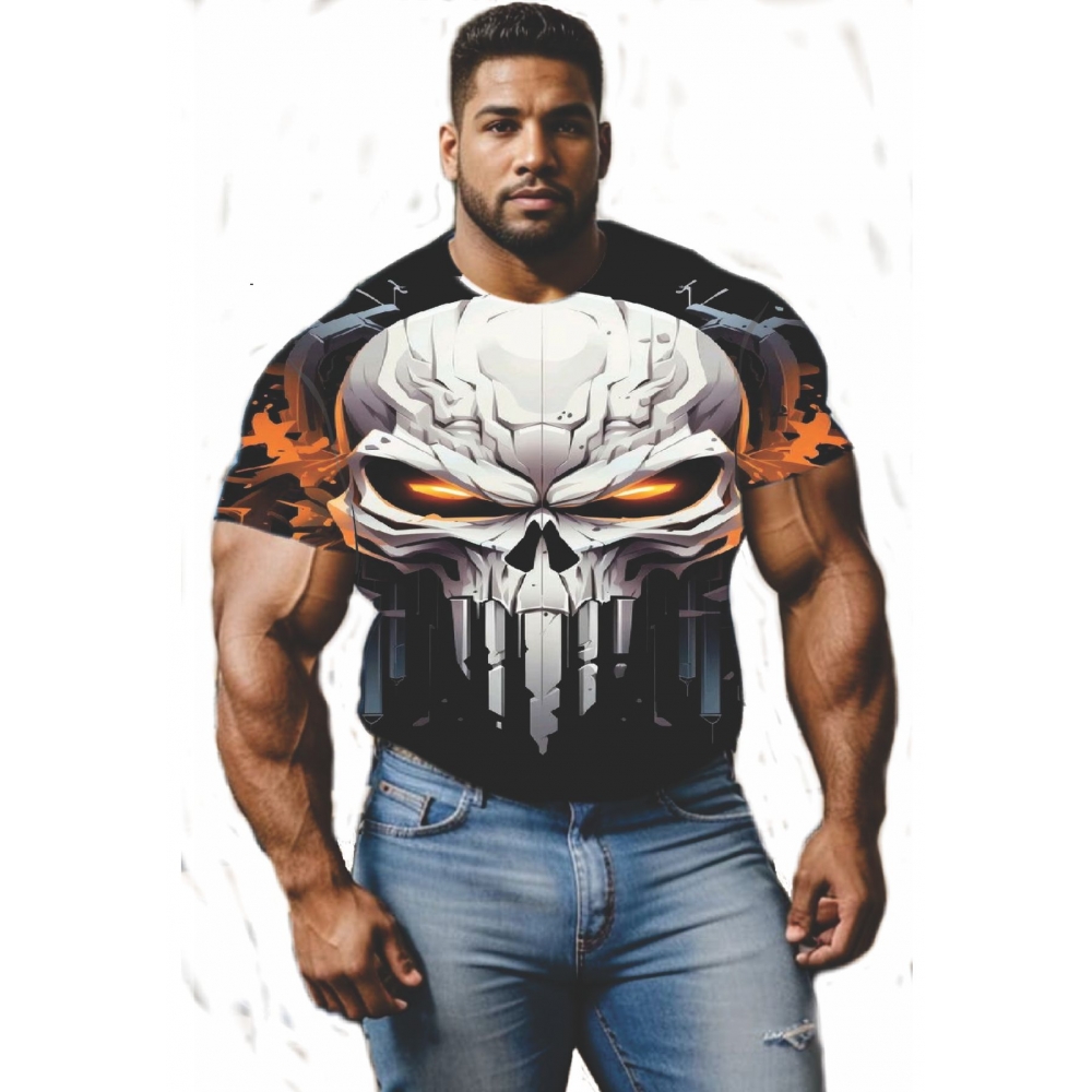 CAMISA CAVEIRA JUSTICEIRO PLUS SIZE EDIÇÃO CLÁSSICA
