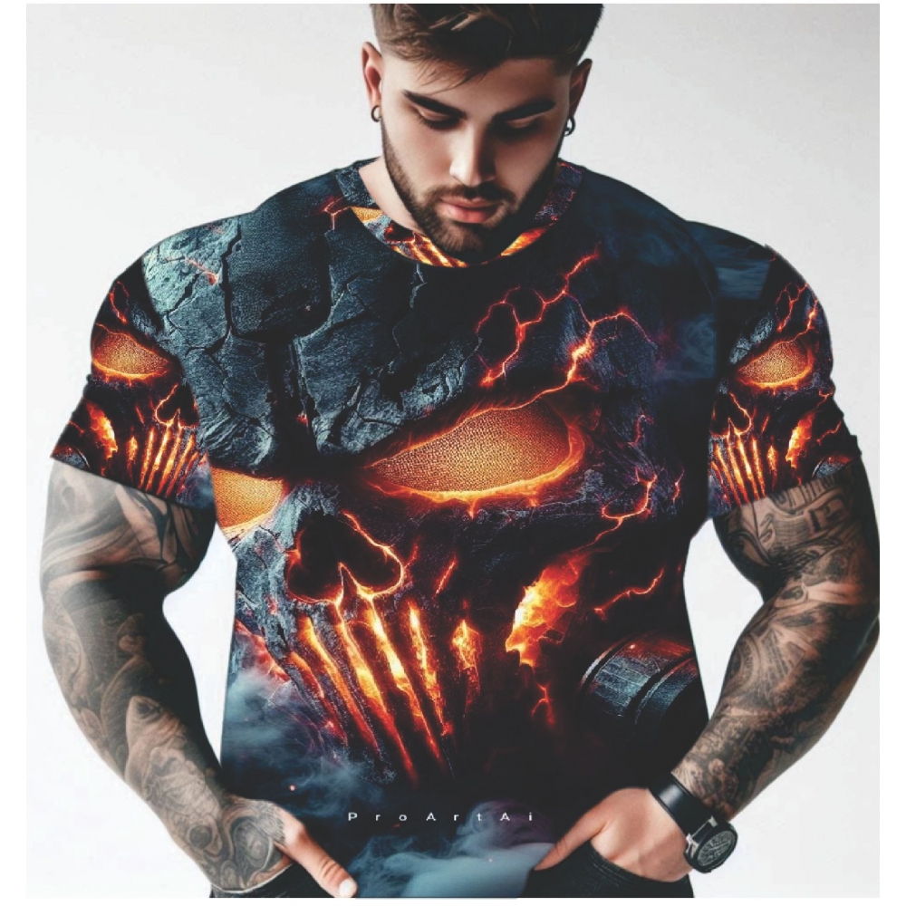 CAMISA CAVEIRA JUSTICEIRO PLUS SIZE ESTAMPA SOMBRIA