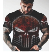 CAMISA CAVEIRA JUSTICEIRO ESTAMPA FLAMES PLUS SIZE